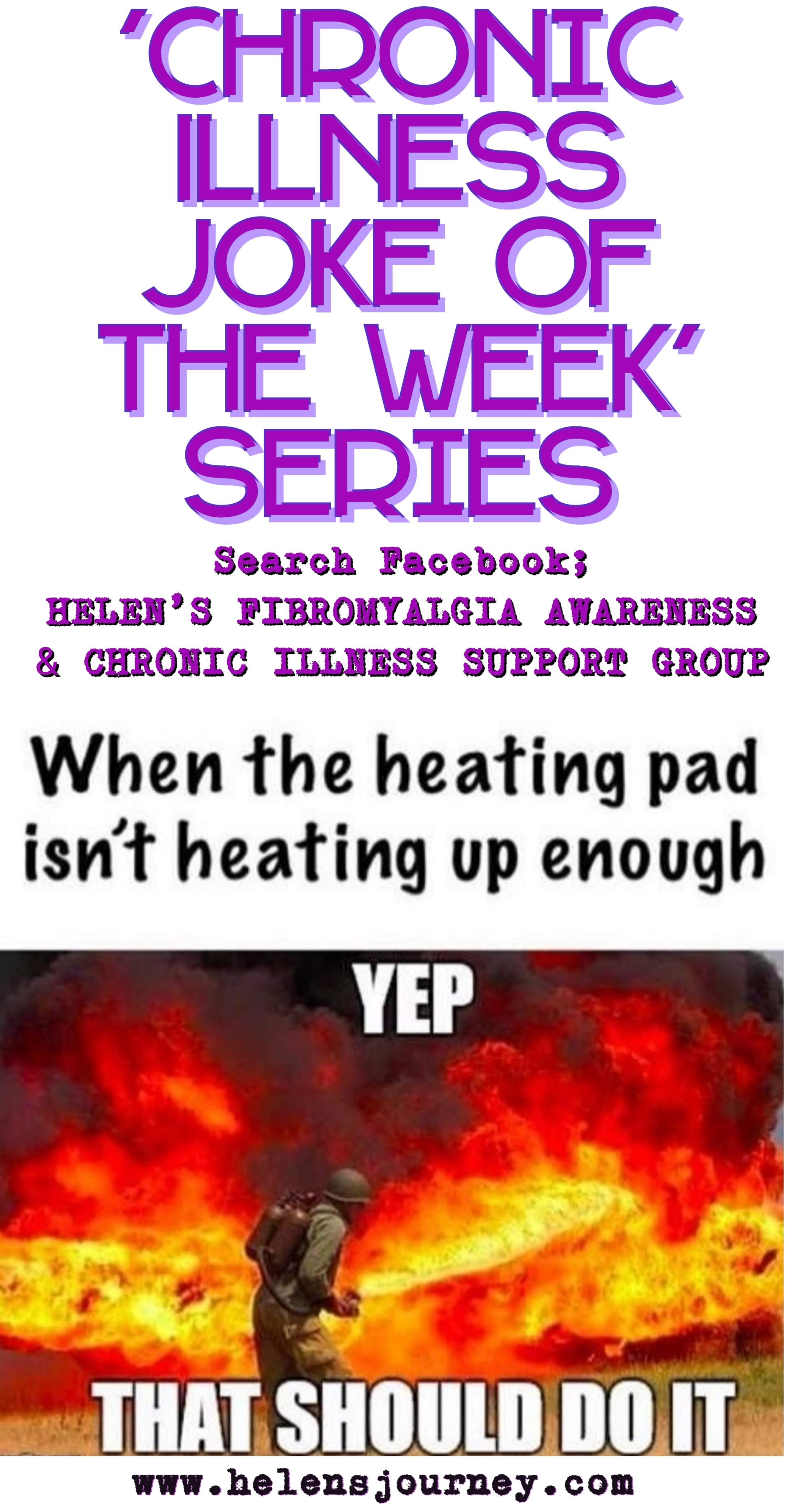 Chronic Illness Joke of the week series, joke about heat therapy using heating pads to help with chronic pain